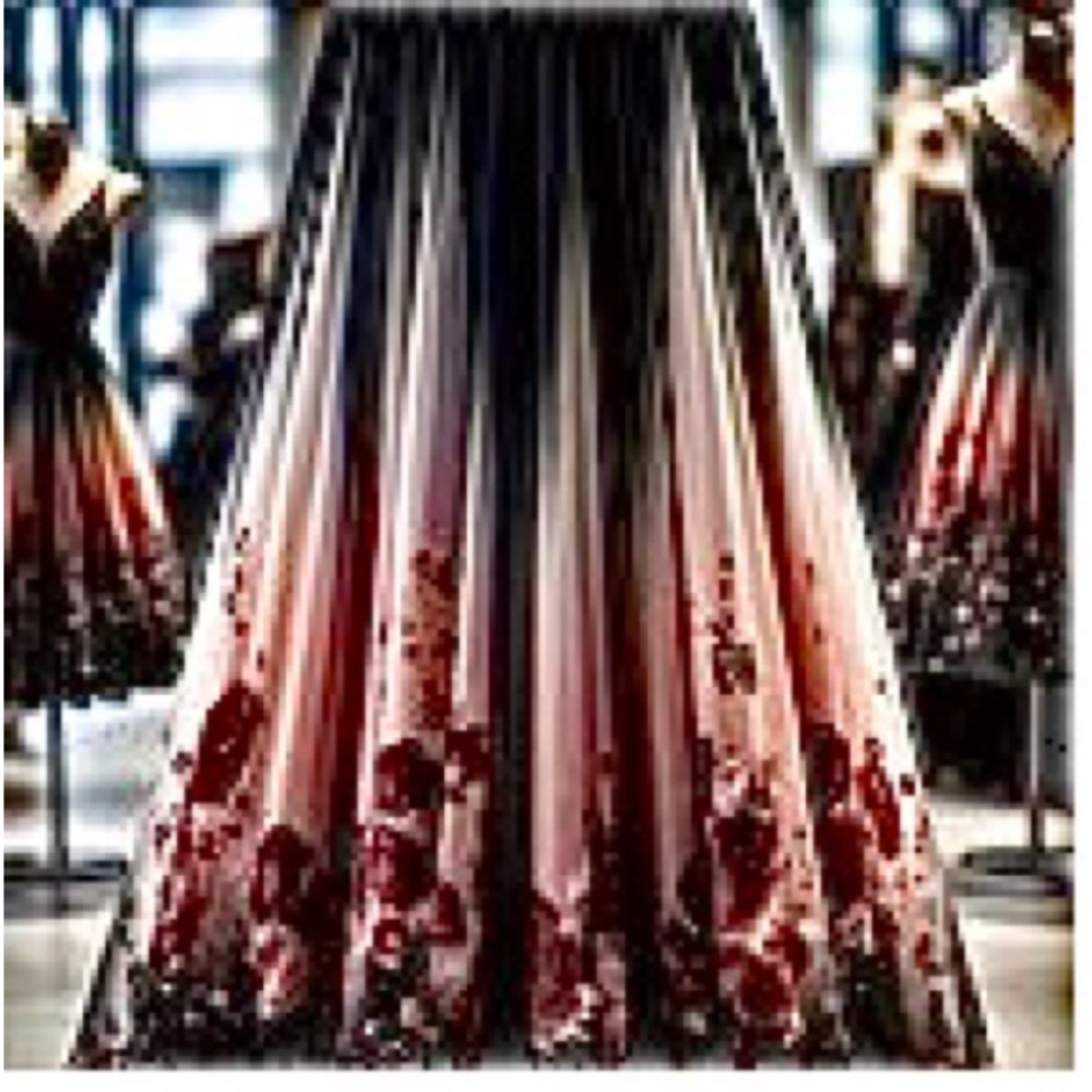 🆕Elegant Black, Pink, and Red Gradient Gown. Size 1XL. NWT.